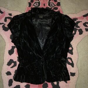 FANG Black Velvet Short Sleeve Blazer